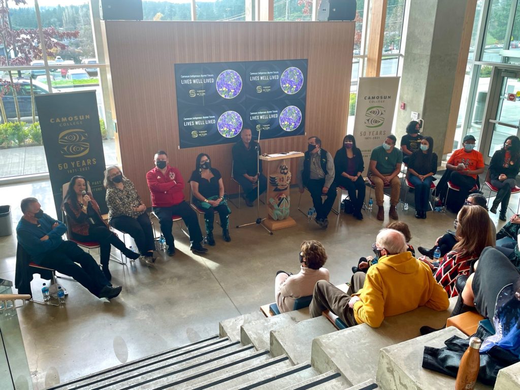 Indigenous grads share stories at Camosun College’s 50th anniversary alumni forum as part of Lives Well Lived panel