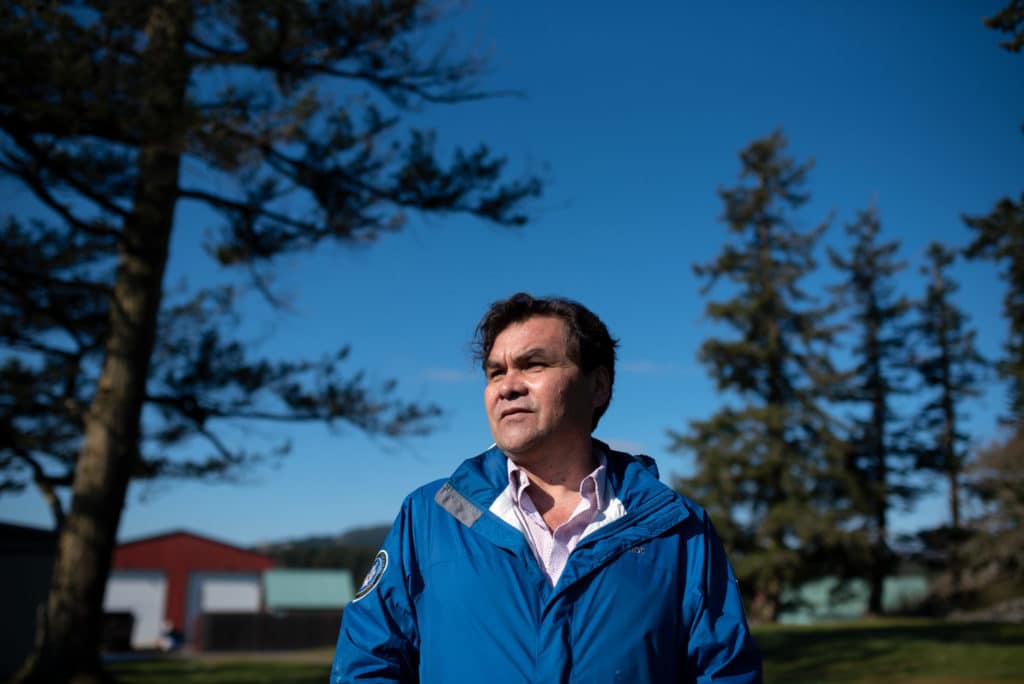SC’IA⁄NEW First Nation Chief Russ Chipps stands on the homelands of the SC’IA⁄NEW people. An Indigenous Protected and Conserved Area is being considered for a 136-hectare property called Mary Hill currently owned by the federal government.