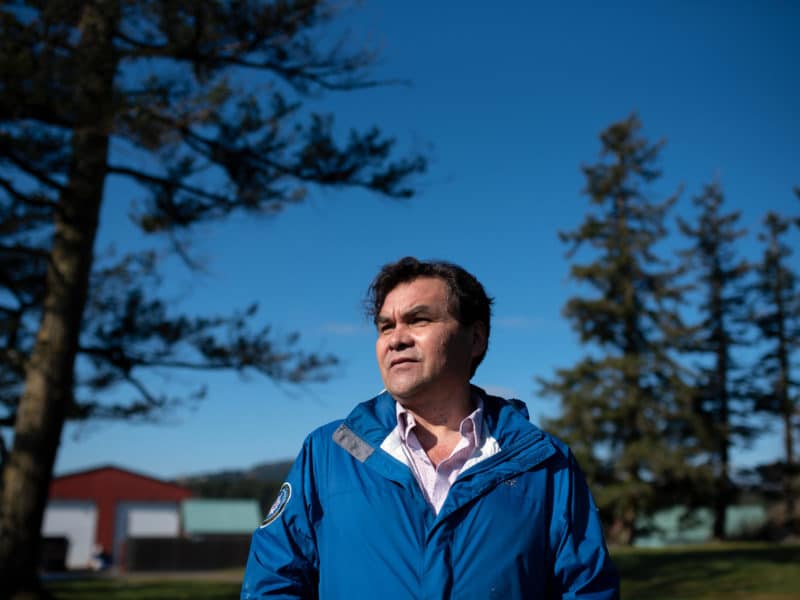 SC’IA⁄NEW First Nation Chief Russ Chipps stands on the homelands of the SC’IA⁄NEW people. An Indigenous Protected and Conserved Area is being considered for a 136-hectare property called Mary Hill currently owned by the federal government.