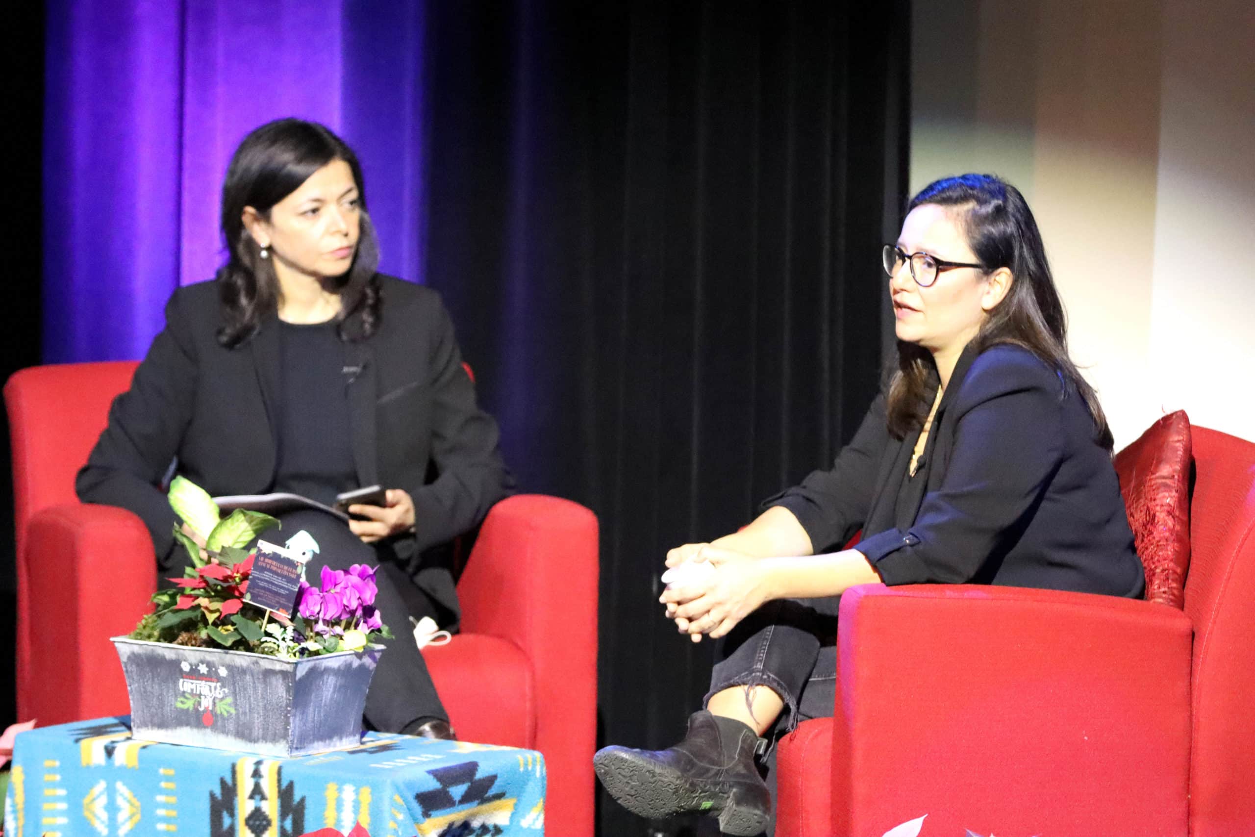 Connie Walker, right, in conversation with Nahlah Ayed.