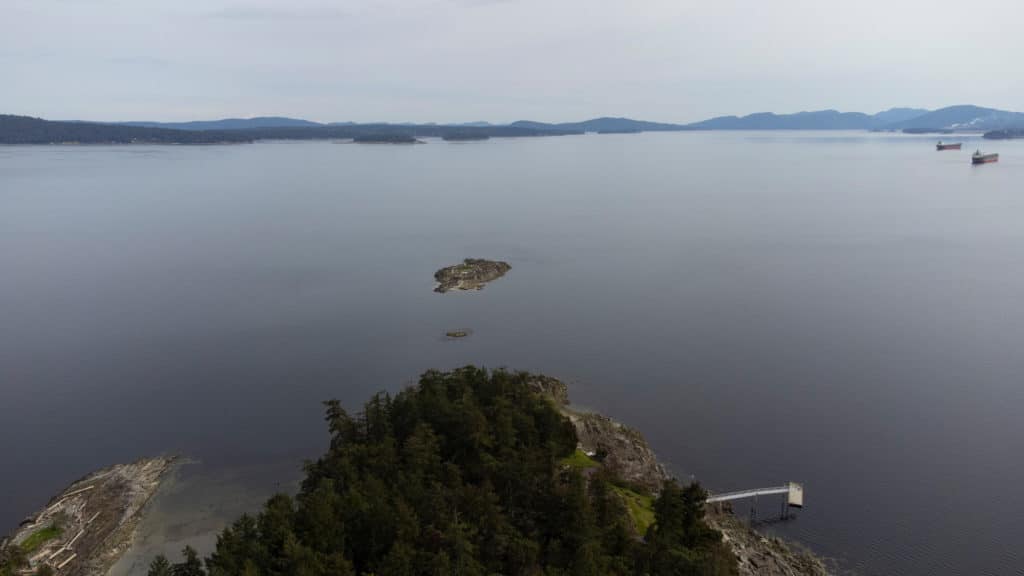 Aerial footage shows Elliott Beach Park, also known as Elliott’s Point on Stz'uminus territory where his ancestors lived and where he spent the first seven years of his life, catching salmon, celebrating milestones with family.