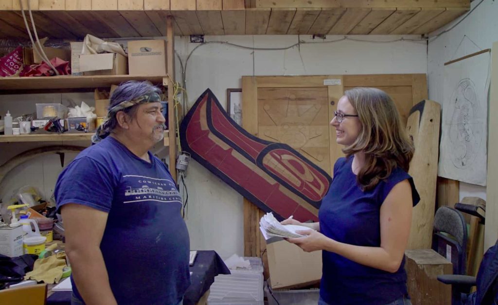 Jacqueline Ronson, reporter for The Discourse, speaks with Coast Salish artist Herb Rice in his studio near Duncan, B.C.
