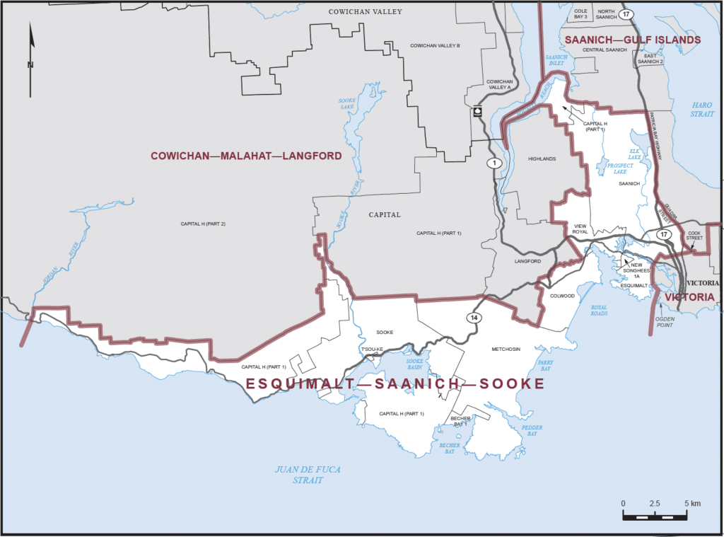 election Esquimalt-Saanich-Sooke riding map