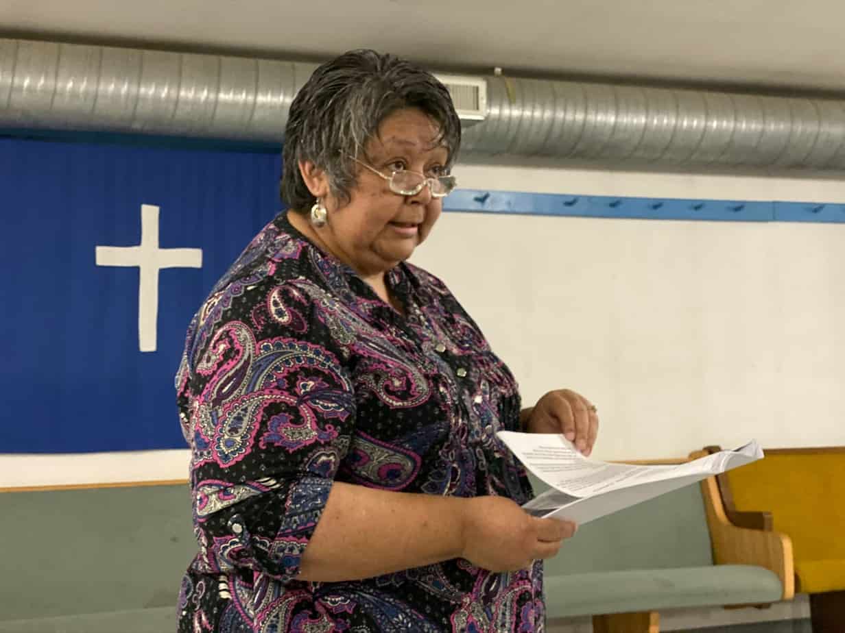 Madeline (Mal) Joe presents findings of the Q’ushin’tul Project final report on child welfare needs. <b>Jacqueline Ronson/The Discourse Cowichan</b>