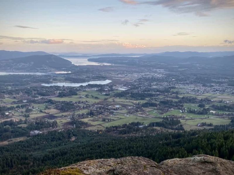 Somenos Lake, Duncan and Cowichan Bay, as seen from the top of Mt. Prevost.