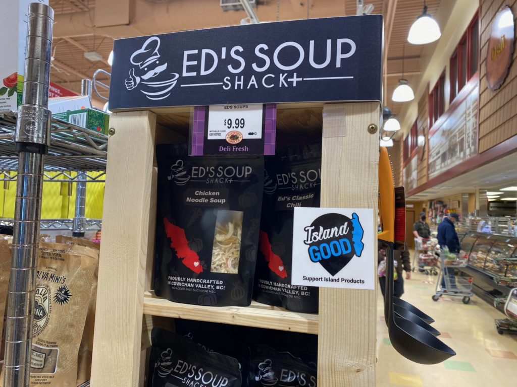 The Island Good logo marks soup mixes from Ed's Soup Shack, for sale at the Country Grocer in Lake Cowichan, B.C. Photo by Jacqueline Ronson/The Discourse