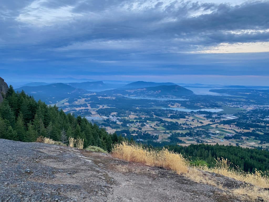 The view of the Cowichan Valley from Swuq’us/Mount Prevost.