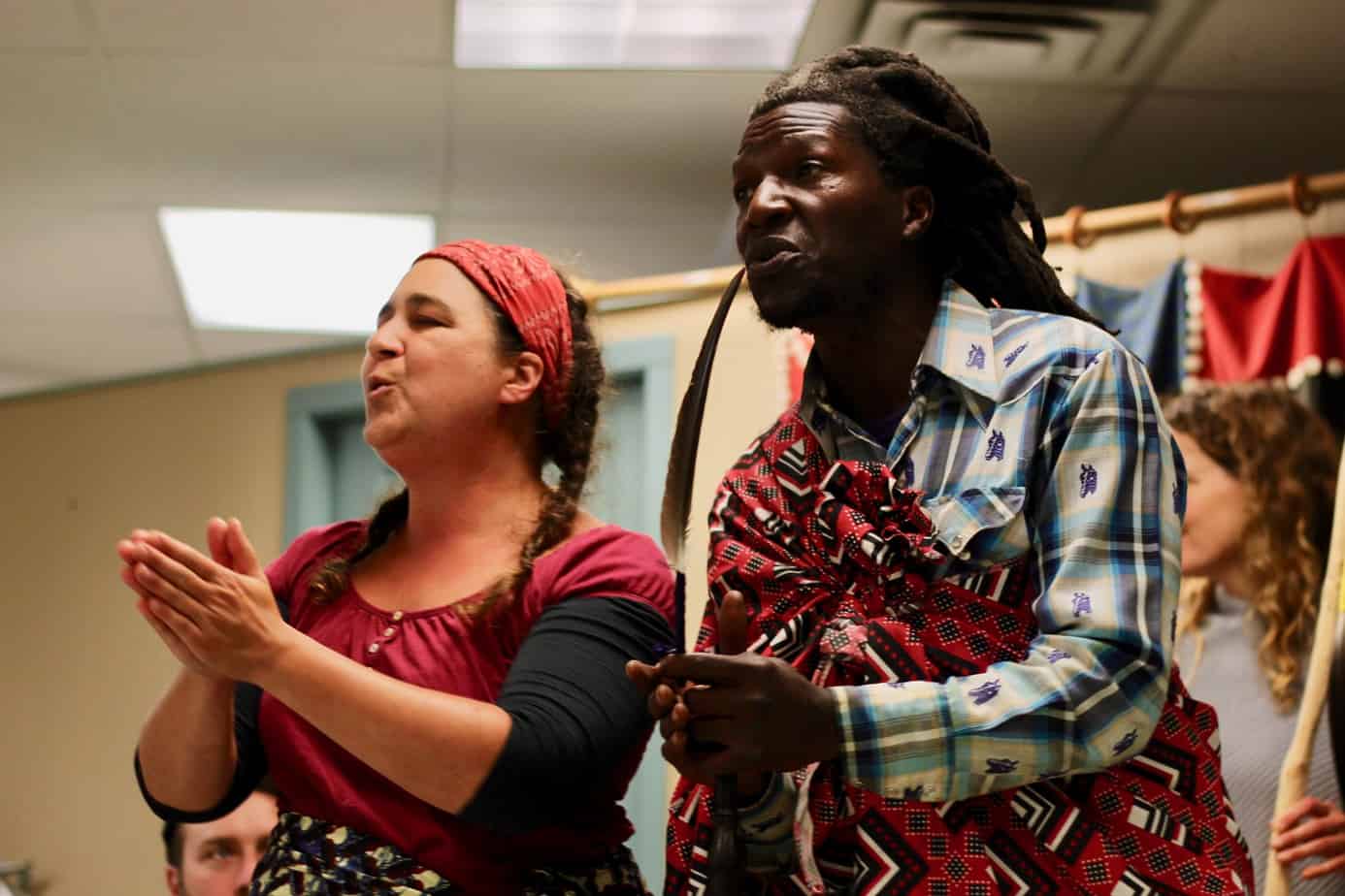 Amy and Tafadzwa Matamba lead a song at a gathering near Duncan, called to confront racism in the Cowichan Valley. Jacqueline Ronson/The Discourse