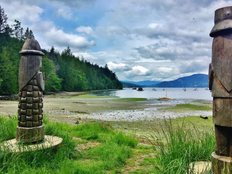 This picture of the figures at Xwaaqw'um, on Salt Spring Island, reminds me of the changes that are taking place all over. The male and female figures make me think of parents waiting for their children to come home. Photo by Jared Qwustenuxun Williams/The Discourse