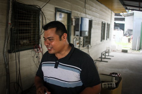 Tavita Airam, the chief executive of the Kiribati Solar Electric Company, at the company's solar warehouse in South Tarawa, Kiribati.Mike Ives