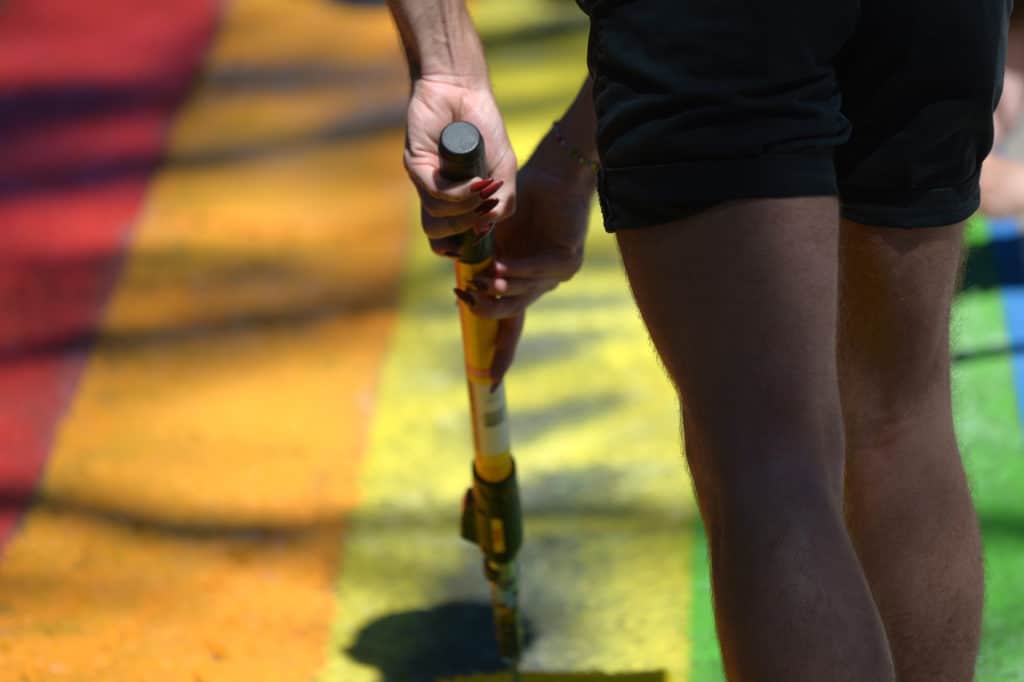 Royal Roads rainbow pride crosswalk