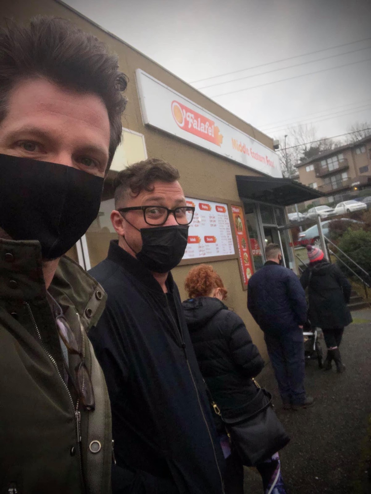 A community member posts a photo to Facebook about the lineup for Nanaimo's O'falafel.