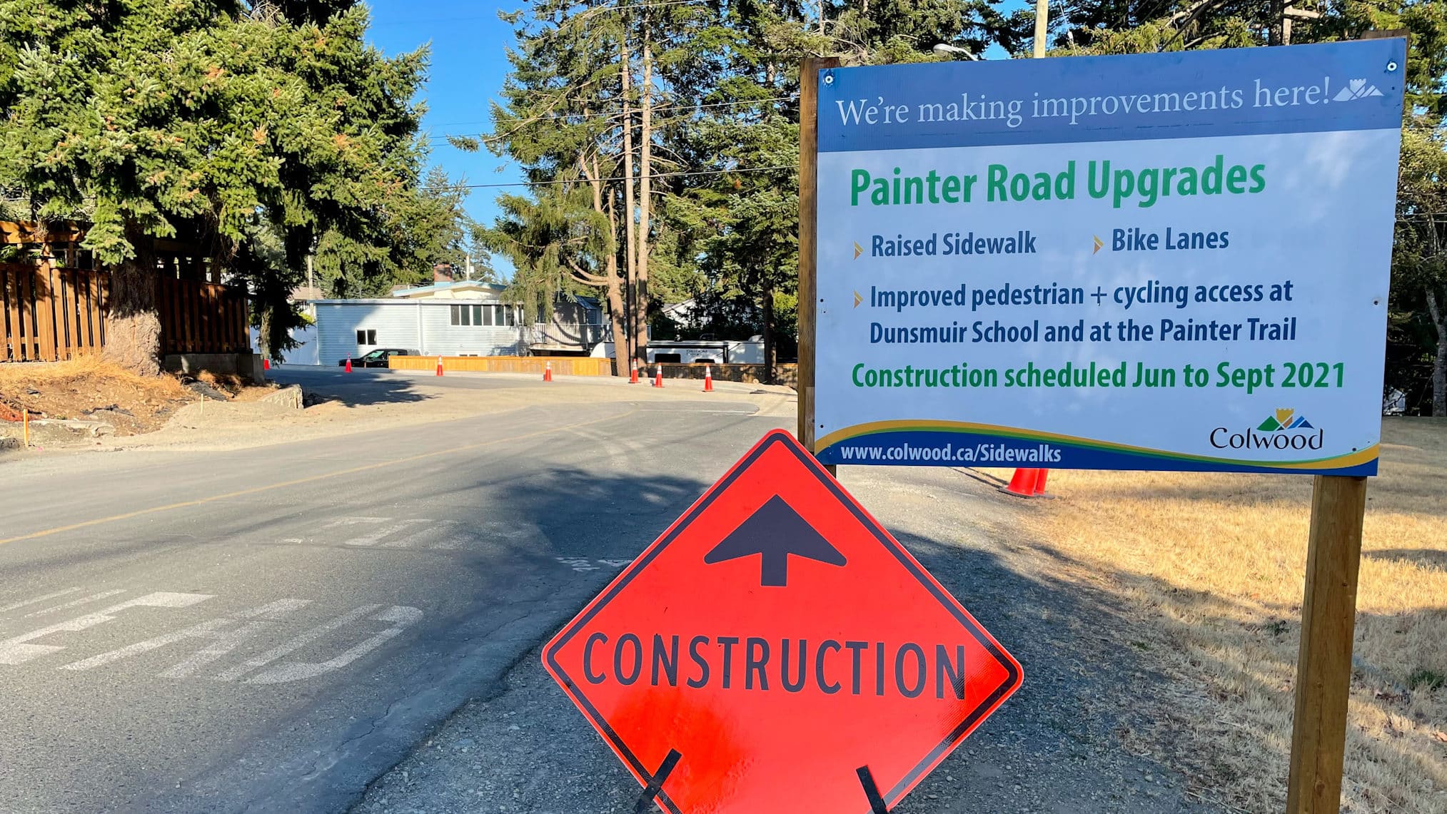 Painter Road transportation upgrade sign