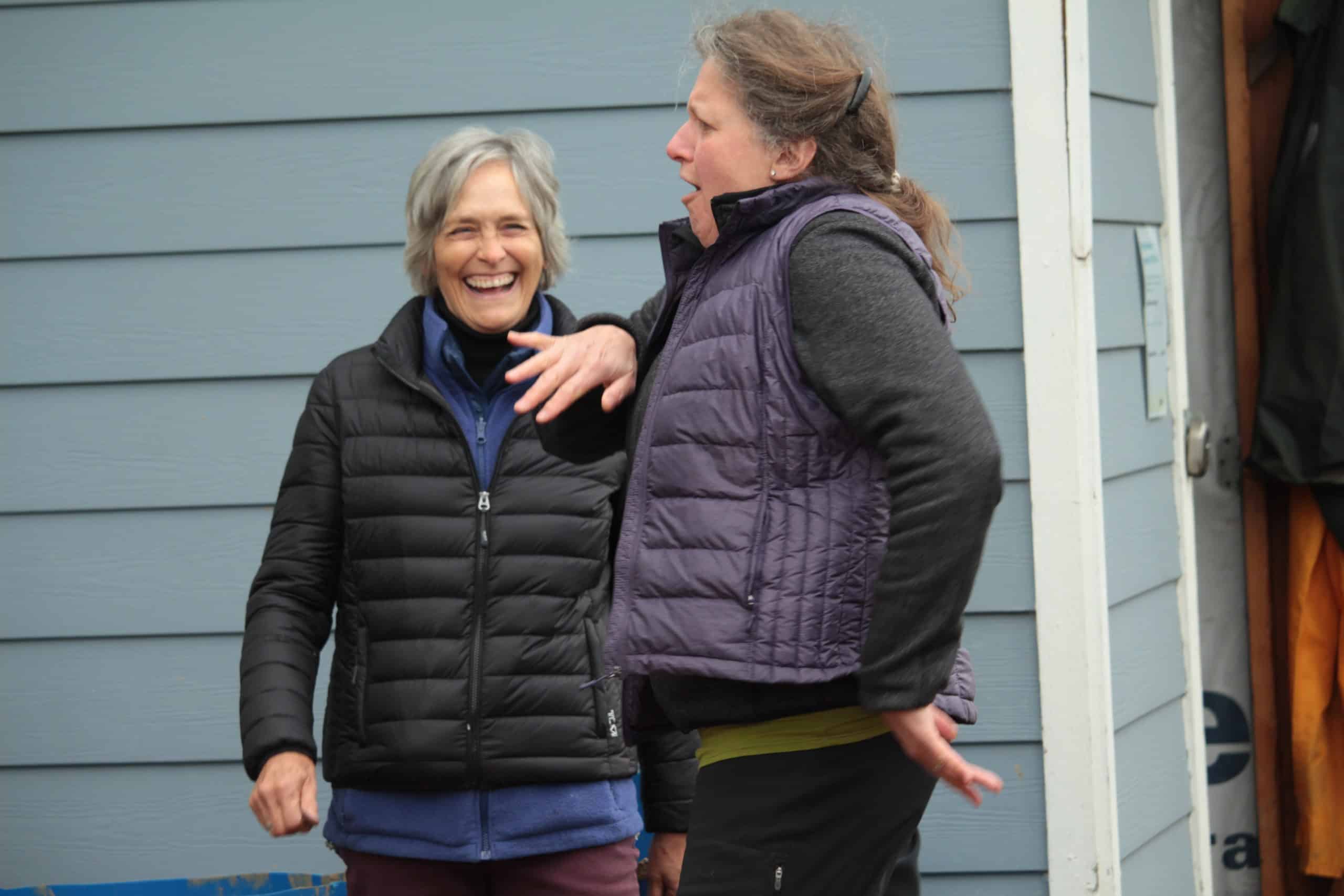 Valerie Legge and Elizabeth Lorenz bust a move during the Palenke workshop.