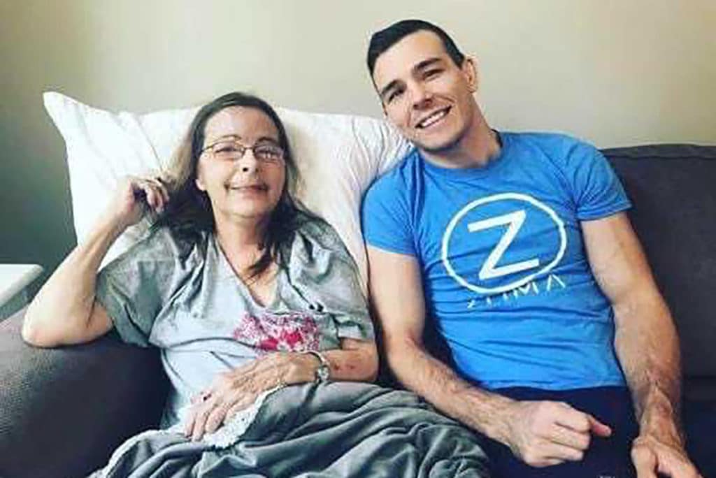 Shane Jung’s mother, pictured with him two weeks before she passed away. 