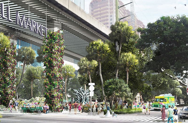 A proposed rendering of the same section of the Underline after. Image courtesy of Friends of the Underline.