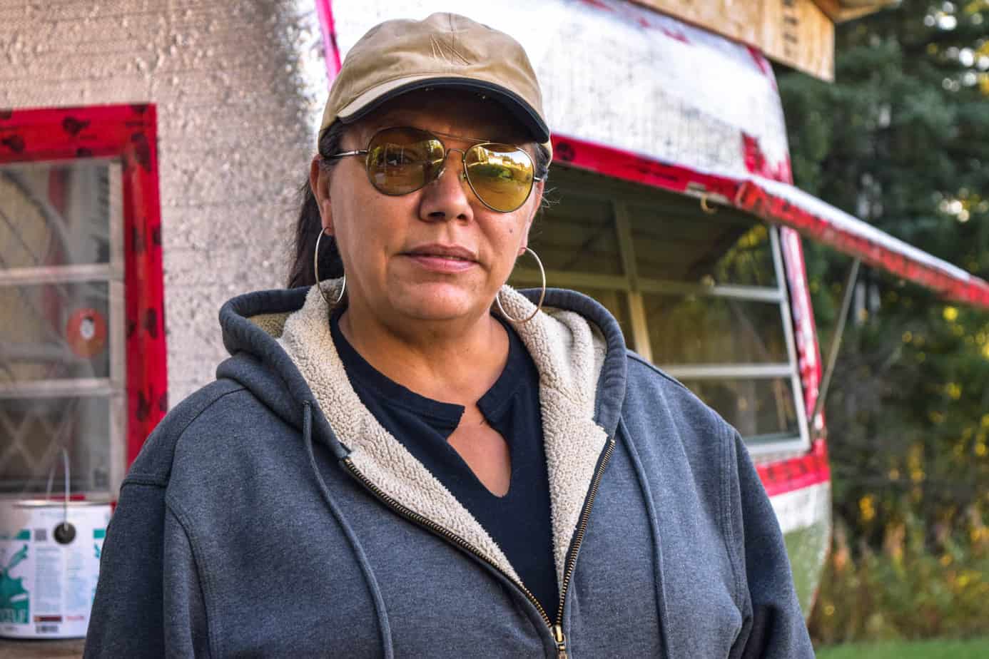 Grace Richards stands outside her trailer, parked on her aunt's property in the Conklin area. Emma Jones