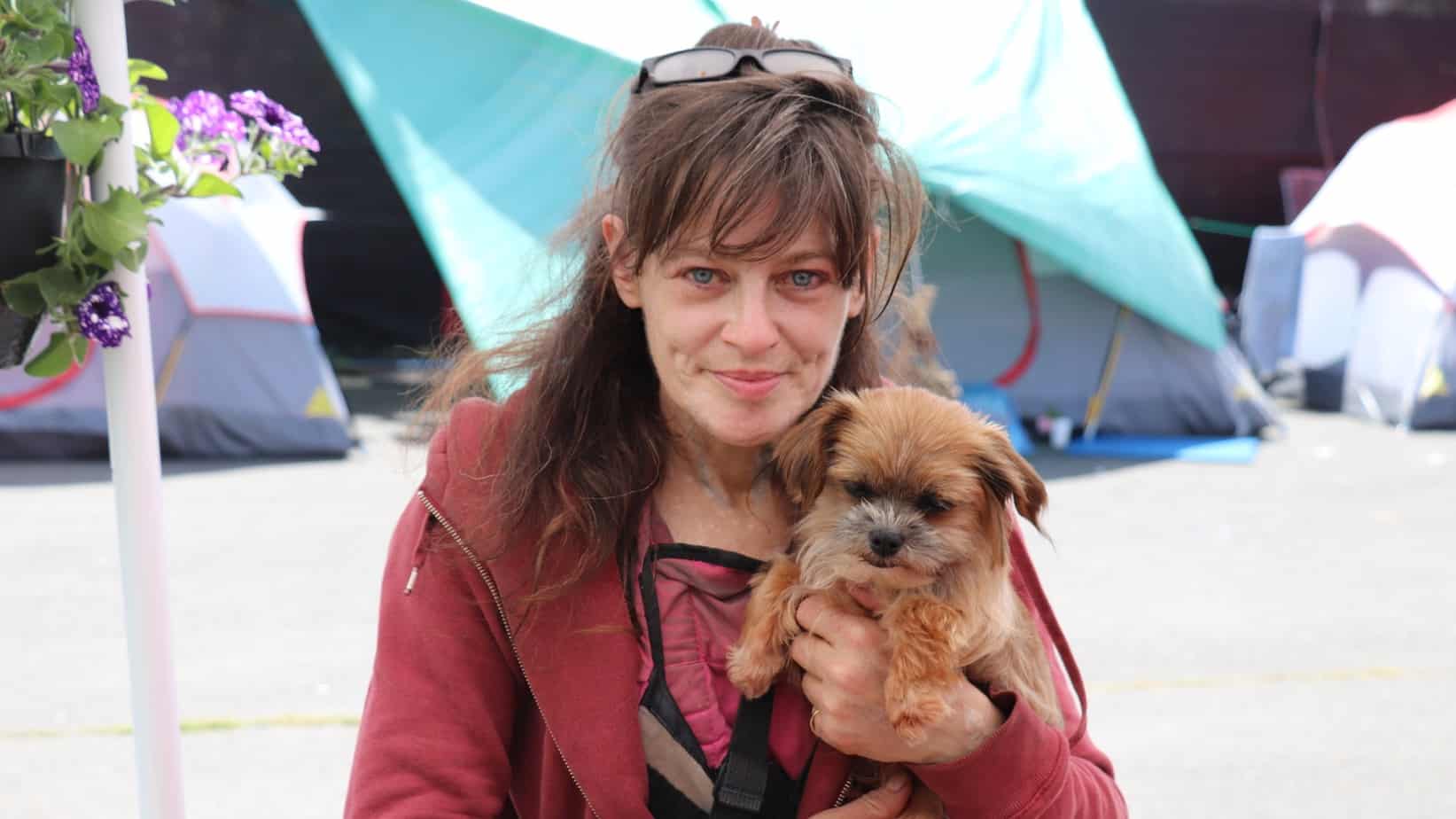 Cherlyn Peake has found a temporary home at the tenting site on St. Julian Street in Duncan.