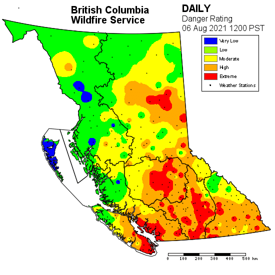 Wildfire danger risk BC