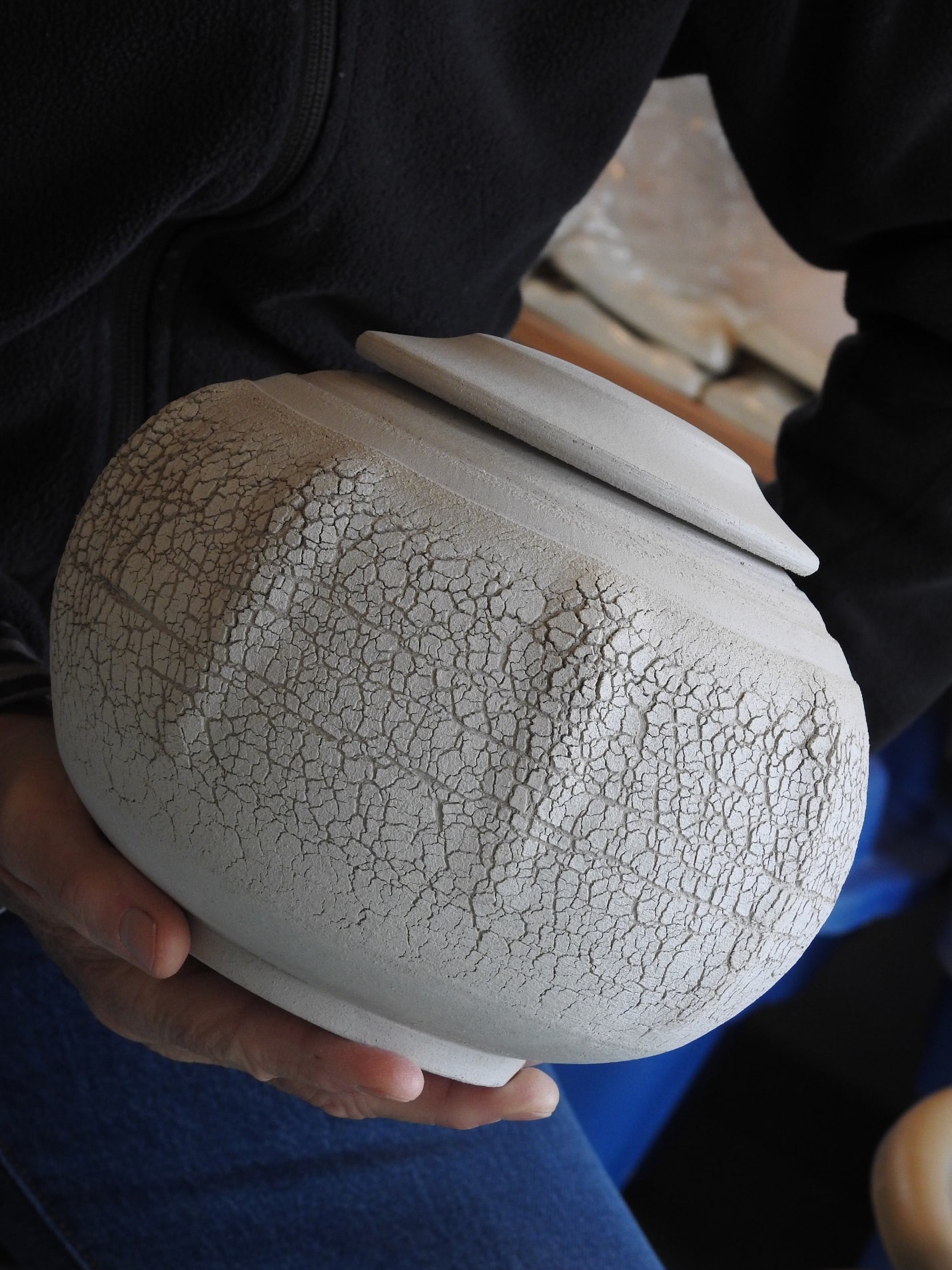 A raku pot by Linda Helms.