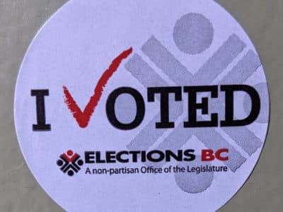 "I voted" sticker from Elections BC