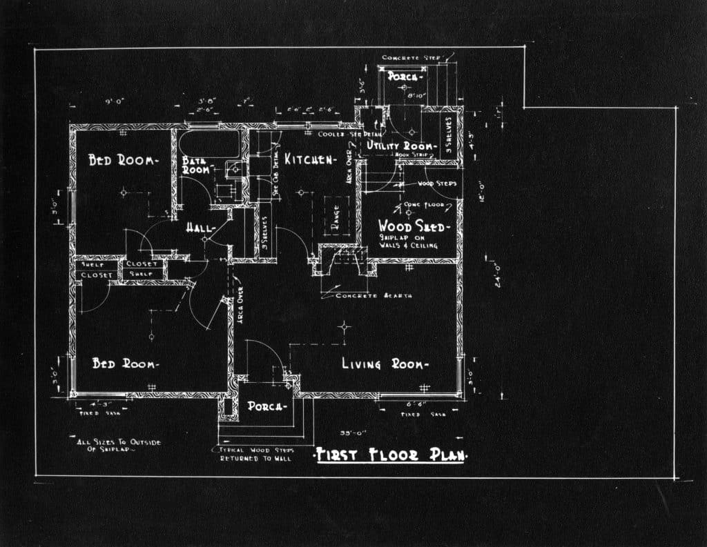 A floor plan of a bungalow from 1947.