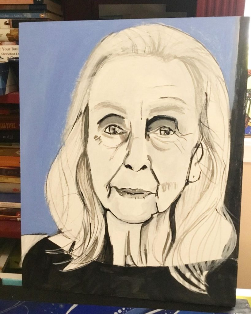 A painted portrait of Bernice Woollam.