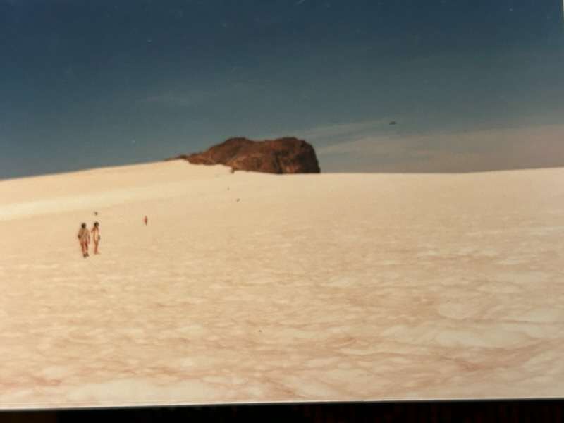 People walk across the Comox Glacier