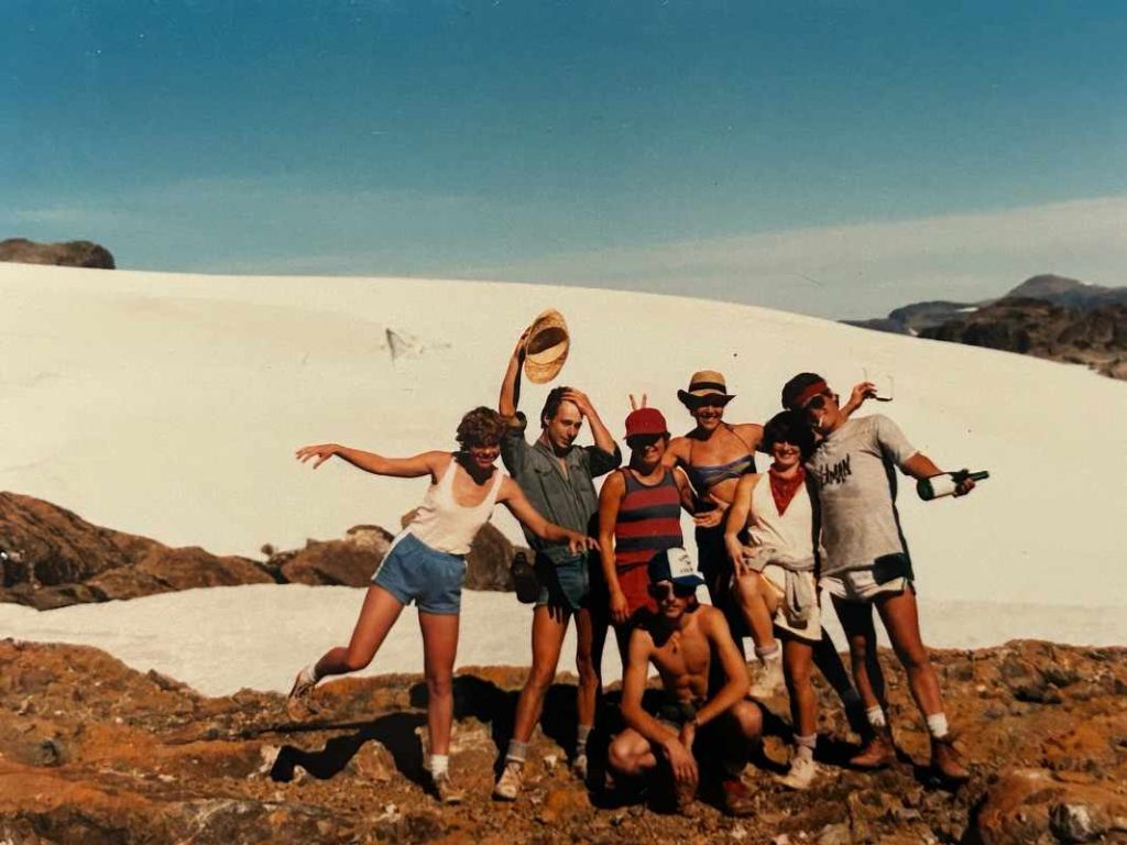 Group hiking photo from 1985 