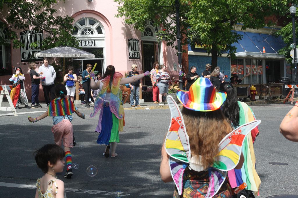 People wearing costumes at Nanaimo Pride 2024