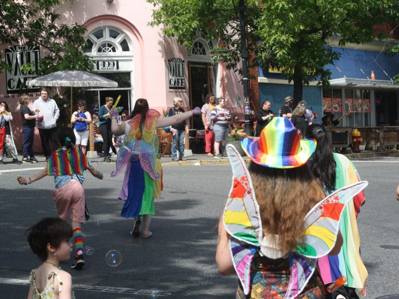 People wearing costumes at Nanaimo Pride 2024